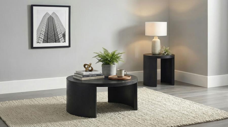 Modal Additional Images for Sweeney 24-inch Round Wood Occasional Side End Table Black