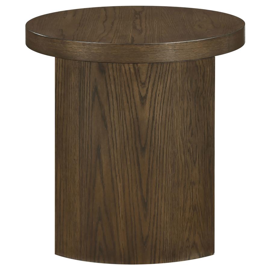 Sweeney 24-inch Round Wood Occasional Side End Table Dark Walnut