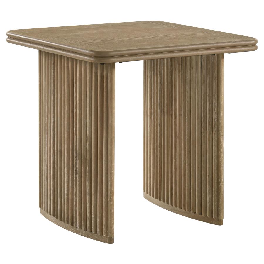 (image for) Adina Square Wood Side End Table Distressed Light Brown