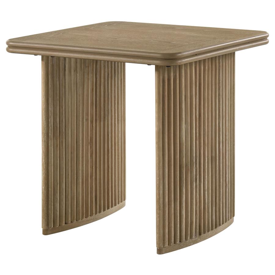 Adina Square Wood Side End Table Distressed Light Brown