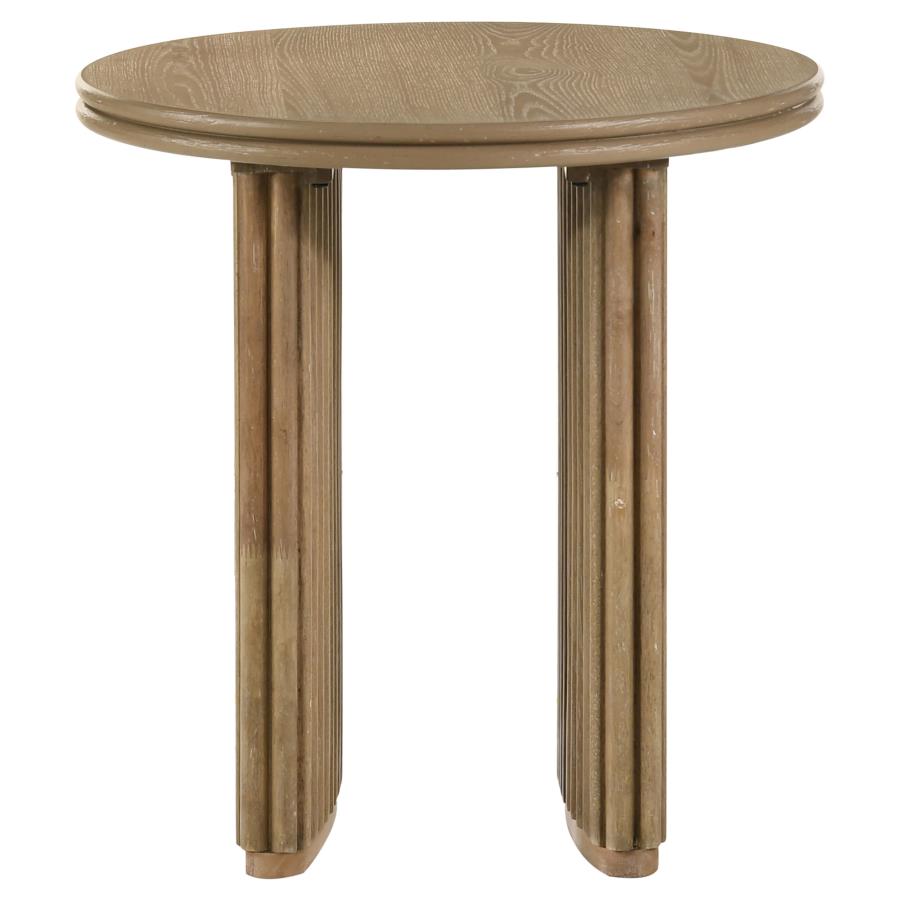 Adina 2-piece Round Coffee Table Set Distressed Light Brown