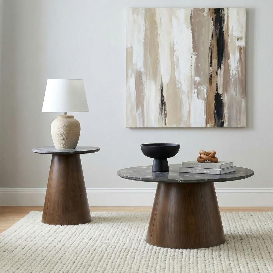 Modal Additional Images for Franklin Round Wood Pedestal Side End Table Grey and Dark Brown