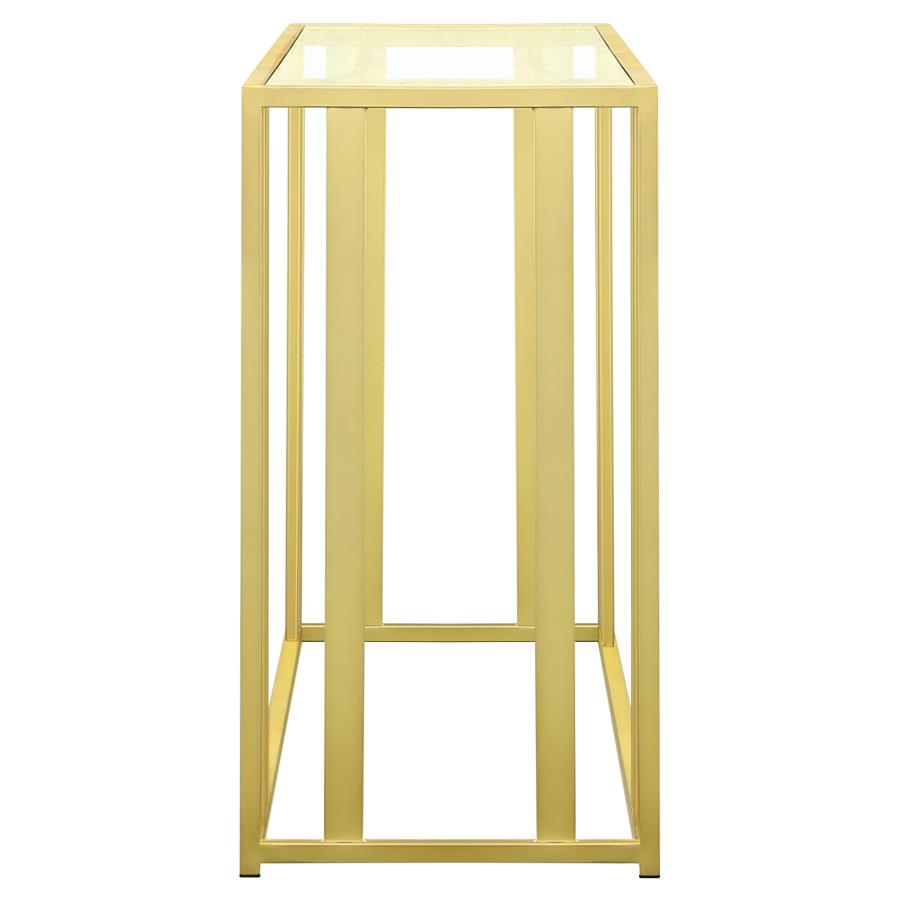 Adri Glass Top Entryway Sofa Console Table Matte Brass