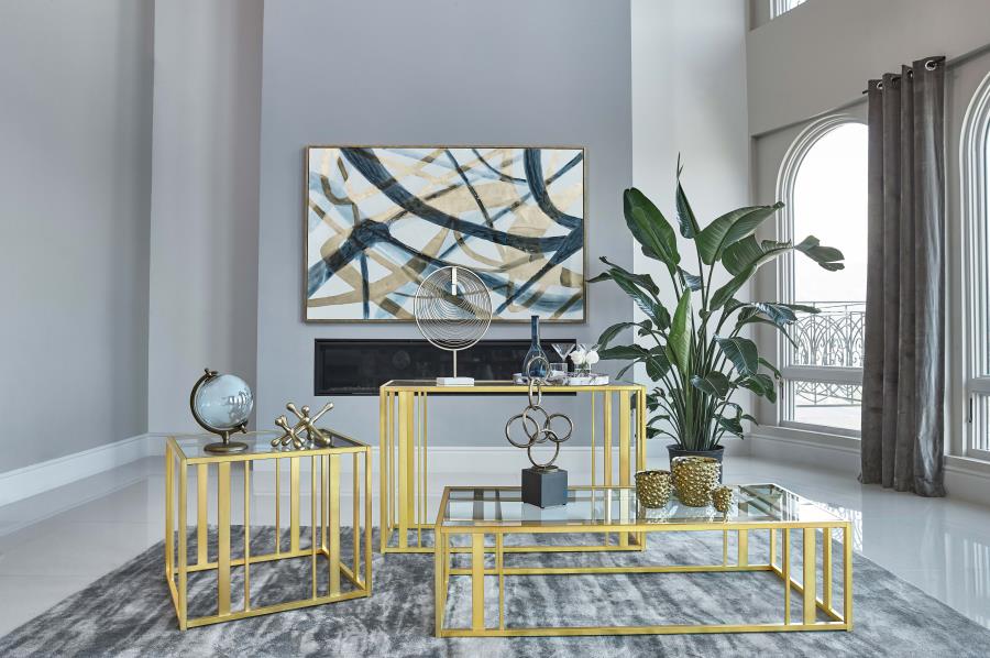 Modal Additional Images for Adri Glass Top Entryway Sofa Console Table Matte Brass