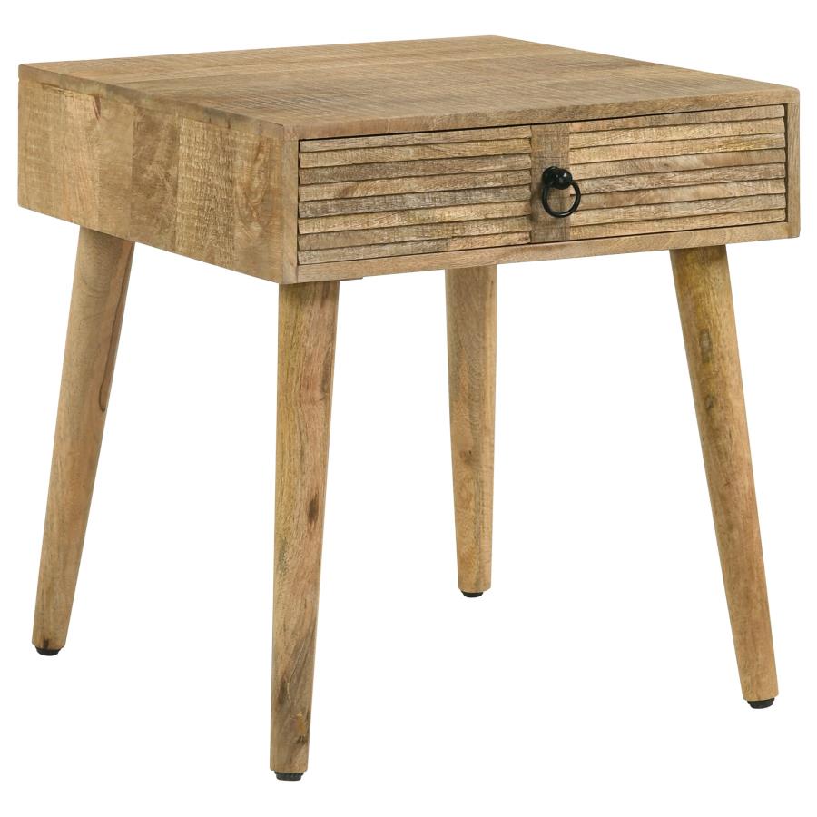 Zabel 1-drawer Square Mango Wood Side End Table Natural (image for) Zabel 1-drawer Square Mango Wood Side End Table Natural