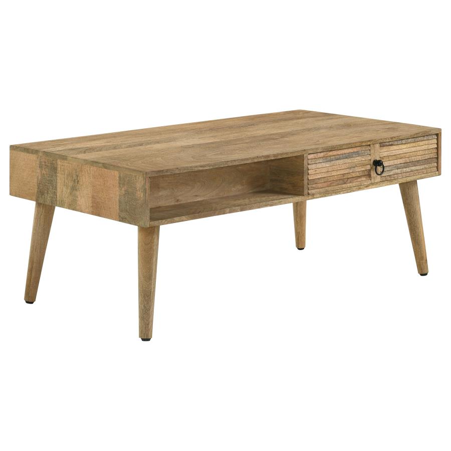 Zabel 1-drawer Rectangular Mango Wood Coffee Table Natural (image for) Zabel 1-drawer Rectangular Mango Wood Coffee Table Natural