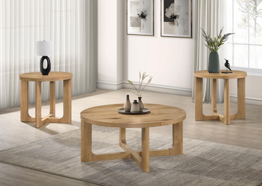 Modal Additional Images for Kessler Round Sculptural Wood End Table Light Oak