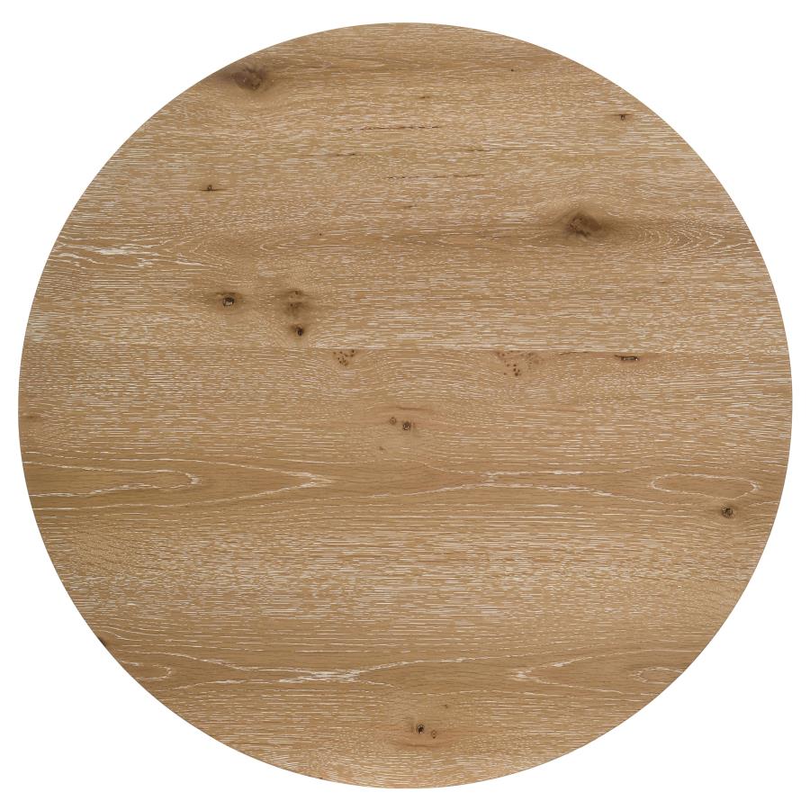 Kessler Round Sculptural Wood Coffee Table Light Oak