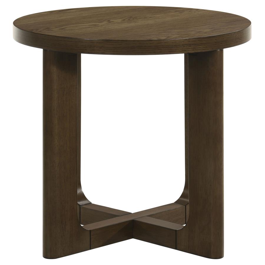 Kessler 3-piece Round Sculptural Wood Coffee Table Set Brown