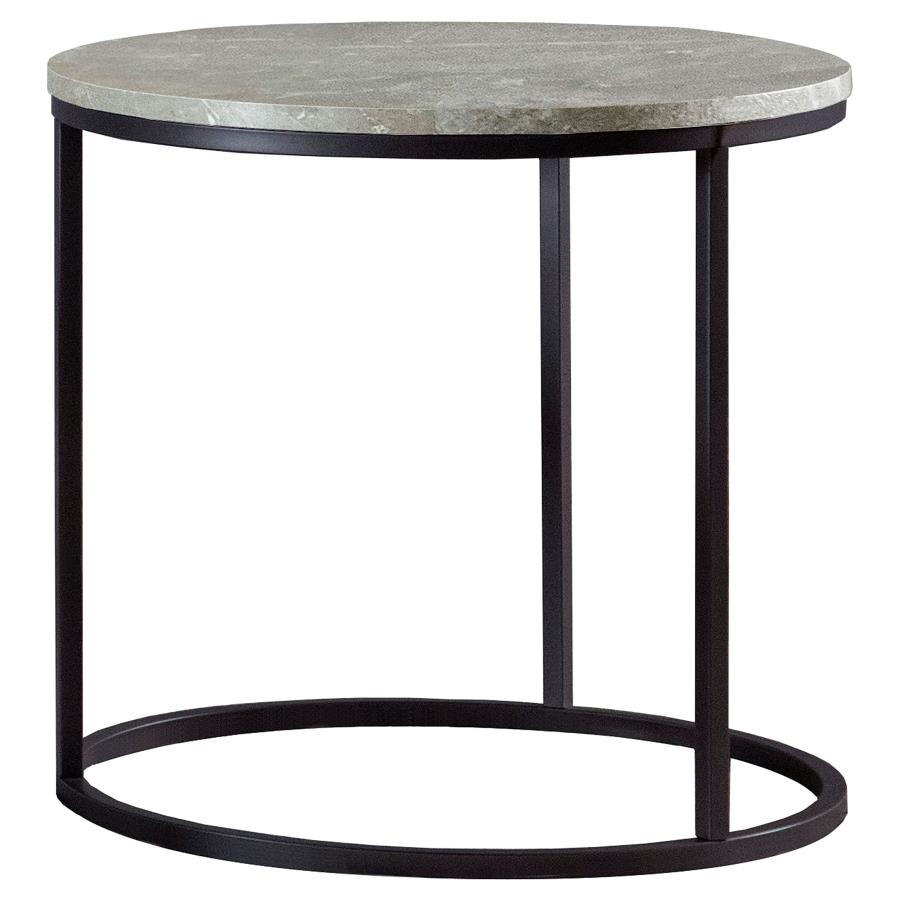 Lainey Round Faux Marble Side End Table Grey (image for) Lainey Round Faux Marble Side End Table Grey