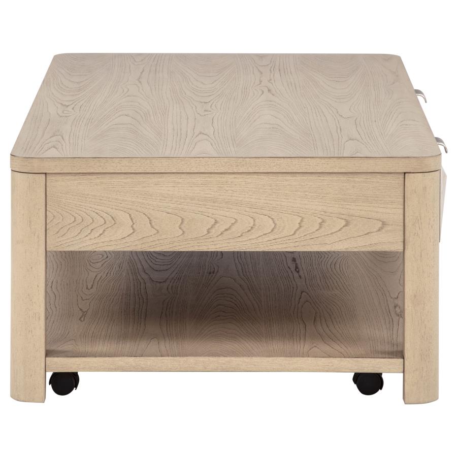 Marcelo Wood Coffee Table with 2 Drawers and Shelf Light Elm