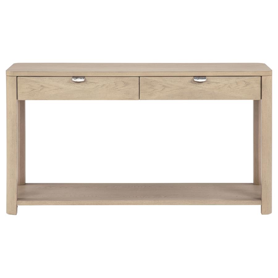 Marcelo Sofa Console Table with 2 Drawers and Shelf Light Elm