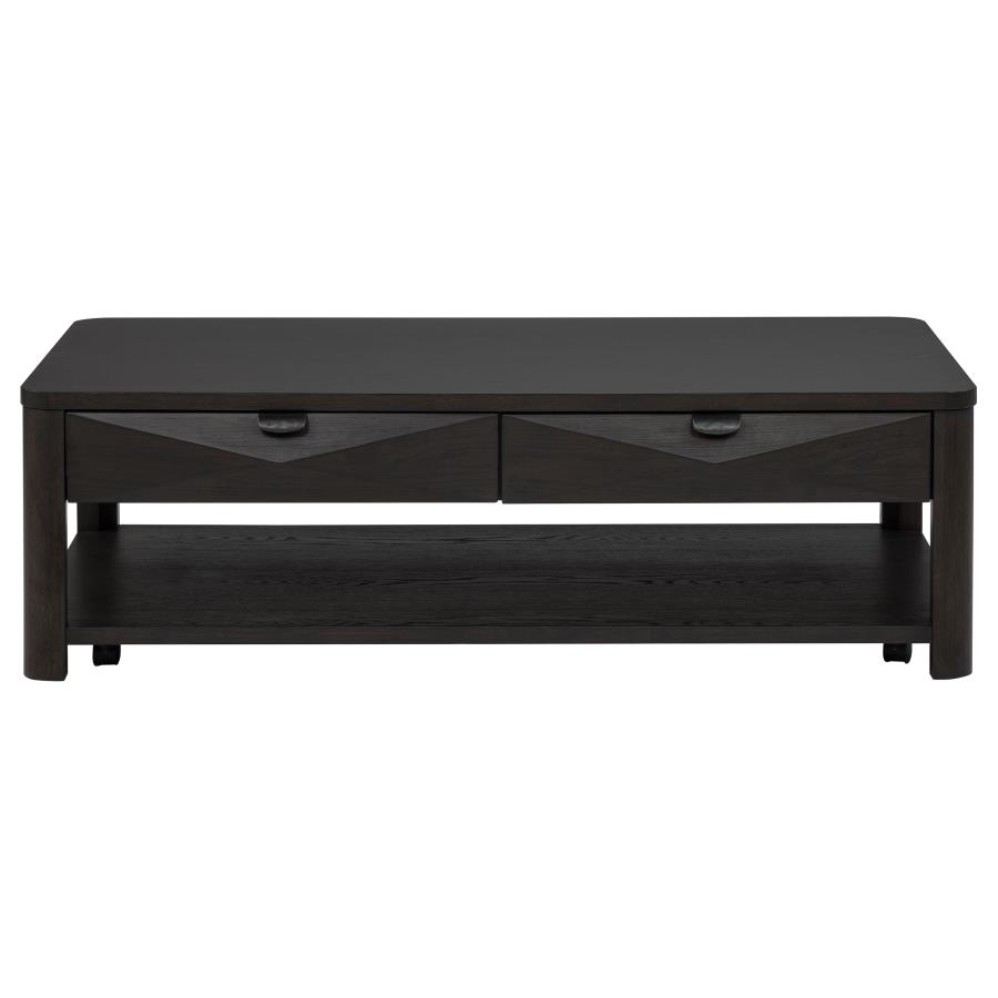 Marcelo Wood Coffee Table with 2 Drawers and Shelf Coffee