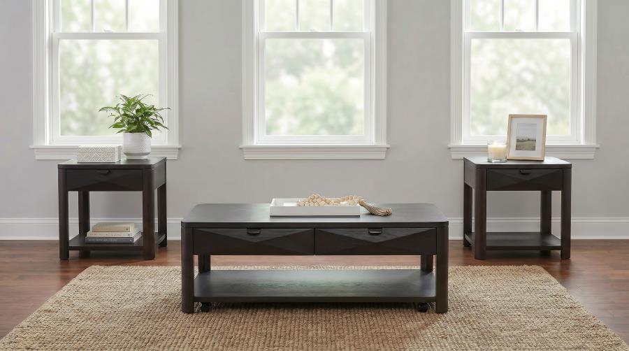 Modal Additional Images for Marcelo Wood Coffee Table with 2 Drawers and Shelf Coffee