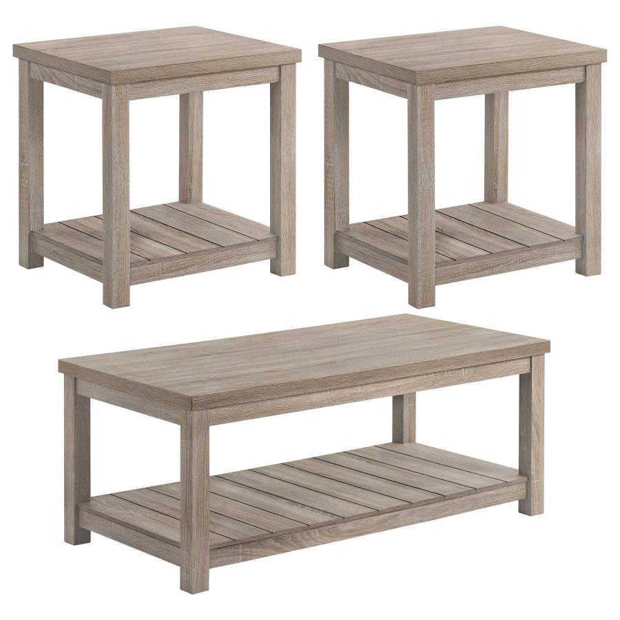 Colter 3-piece Engineered Wood Coffee Table Set Greige (image for) Colter 3-piece Engineered Wood Coffee Table Set Greige