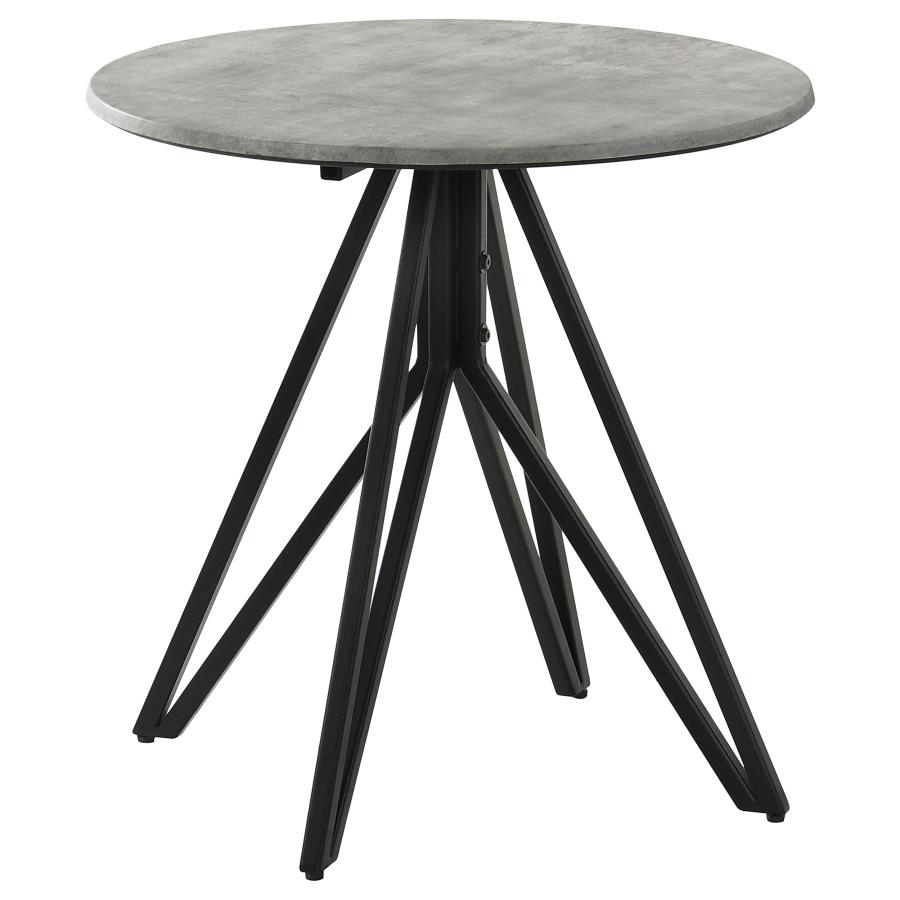 Hadi Round SmartTop Side End Table Cement and Gunmetal (image for) Hadi Round SmartTop Side End Table Cement and Gunmetal