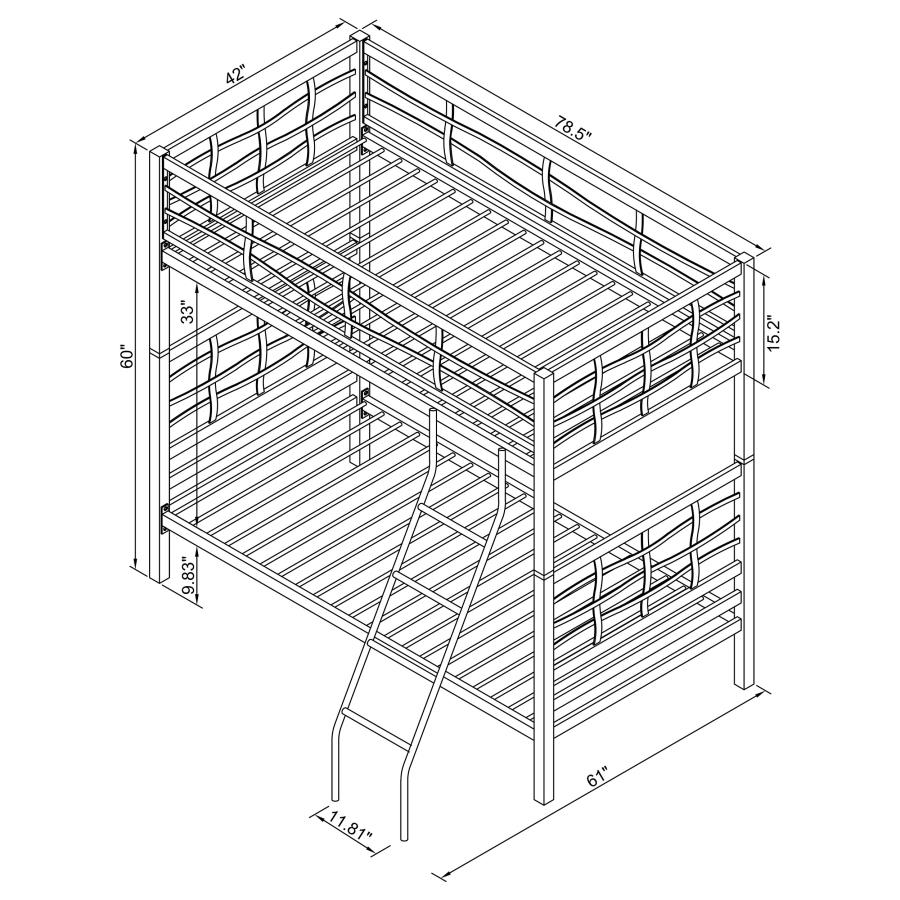 Modal Additional Images for Fairfax Metal Twin Over Twin Bunk Bed Light Gunmetal