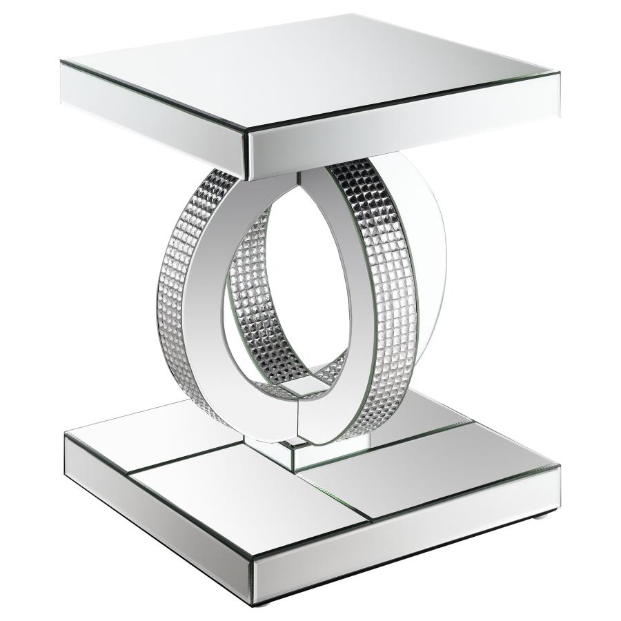 Breena Rectangular Mirrored Acrylic End Table Silver (image for) Breena Rectangular Mirrored Acrylic End Table Silver