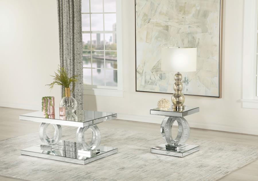 Modal Additional Images for Breena Rectangular Mirrored Acrylic End Table Silver