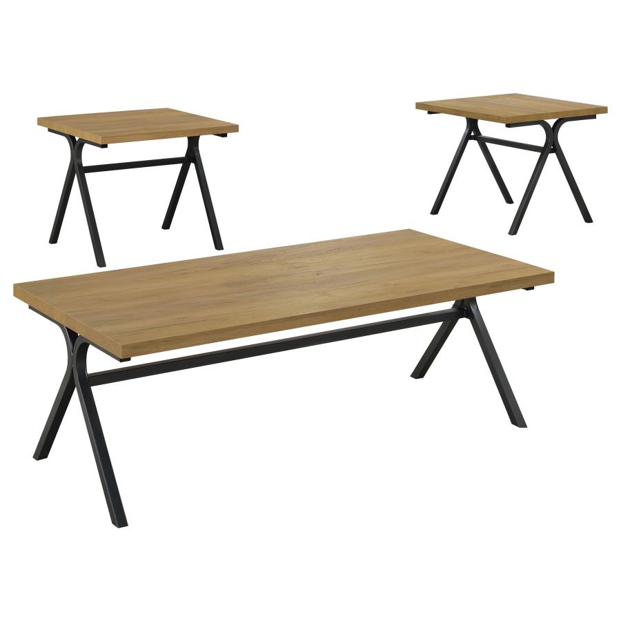 Colmar 3-piece Engineered Wood Coffee Table Set Golden Oak (image for) Colmar 3-piece Engineered Wood Coffee Table Set Golden Oak