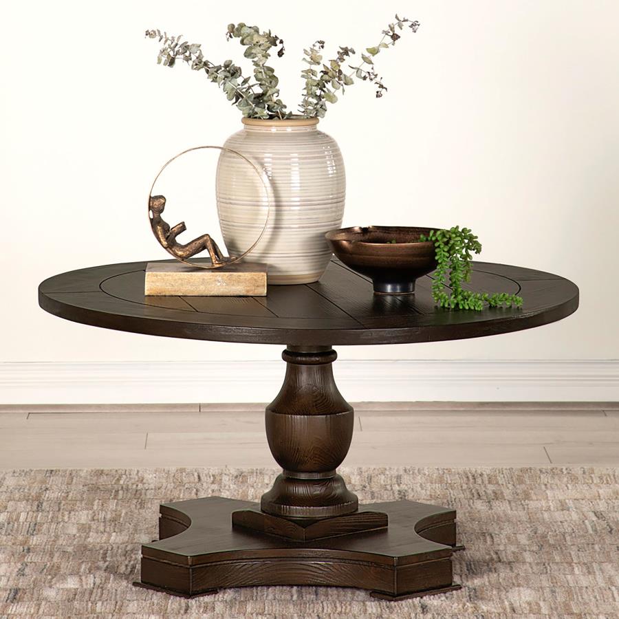 Morello Round Wood Coffee Table with Pedestal Base Coffee