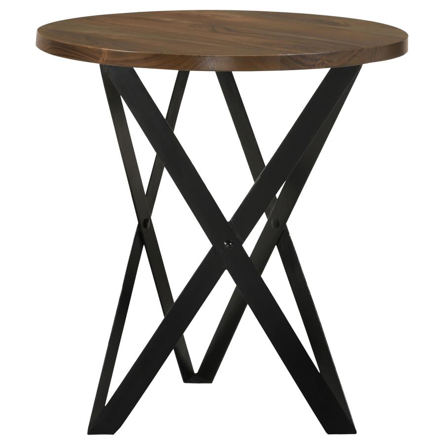 Zack Round End Table Smokey Grey and Black (image for) Zack Round End Table Smokey Grey and Black