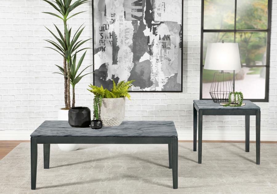 Modal Additional Images for Mozzi Rectangular Faux Marble Coffee Table Grey and Black