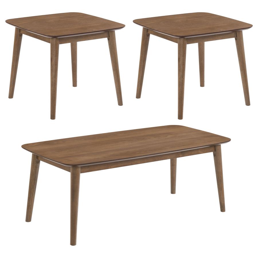 Radley 3-piece Rectangular Coffee Table Set Natural Walnut (image for) Radley 3-piece Rectangular Coffee Table Set Natural Walnut