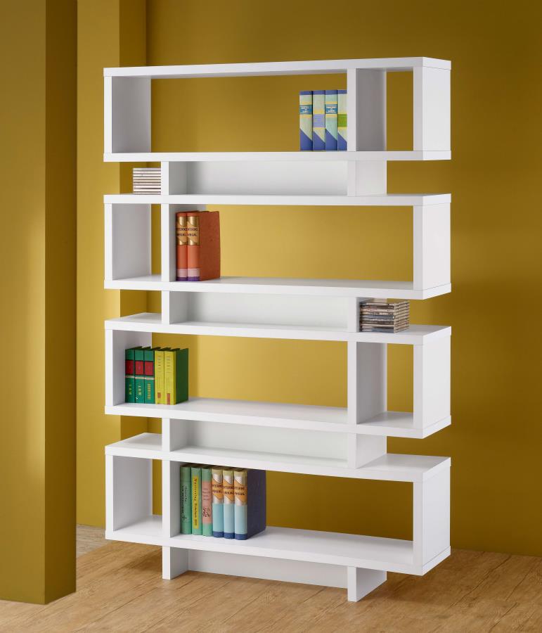 Reid 73-inch 4-shelf Bookshelf White