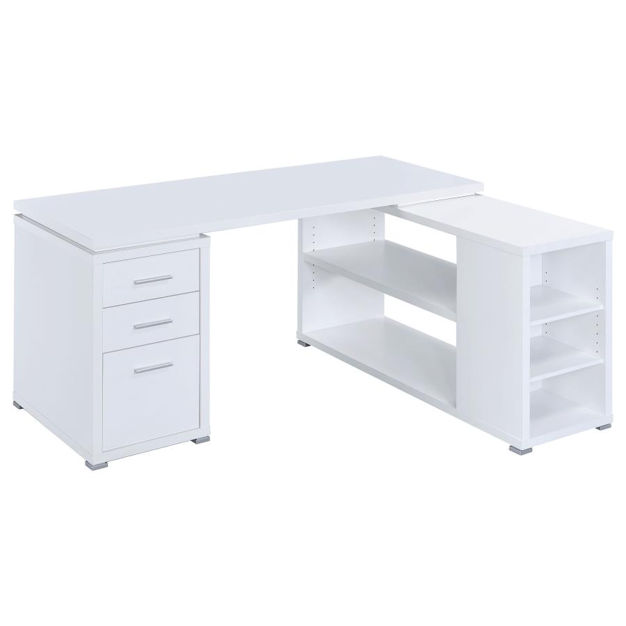 Yvette 60-inch 3-drawer L-Shape Computer Desk White (image for) Yvette 60-inch 3-drawer L-Shape Computer Desk White