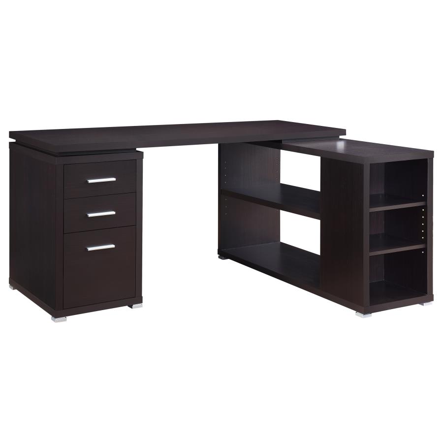 Yvette 60-inch 3-drawer L-Shape Computer Desk Cappuccino (image for) Yvette 60-inch 3-drawer L-Shape Computer Desk Cappuccino