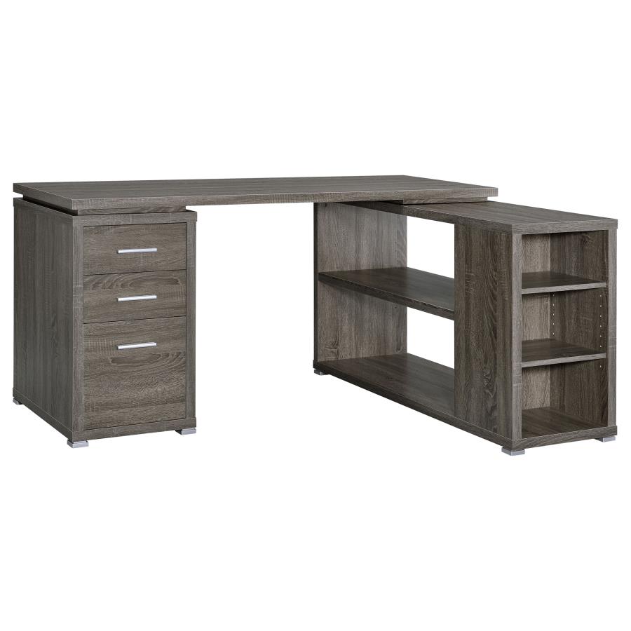 Yvette 60-inch 3-drawer L-Shape Computer Desk Weathered Grey (image for) Yvette 60-inch 3-drawer L-Shape Computer Desk Weathered Grey