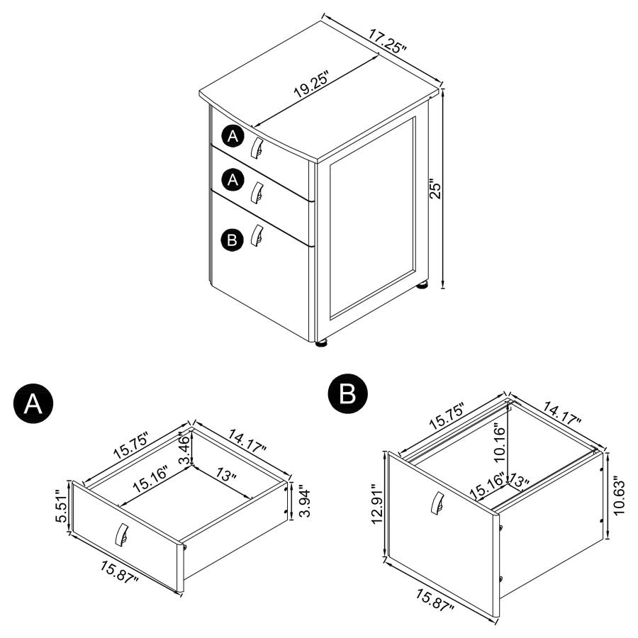 Modal Additional Images for Estrella 2-piece Office Desk File Cabinet Set Rustic Nutmeg