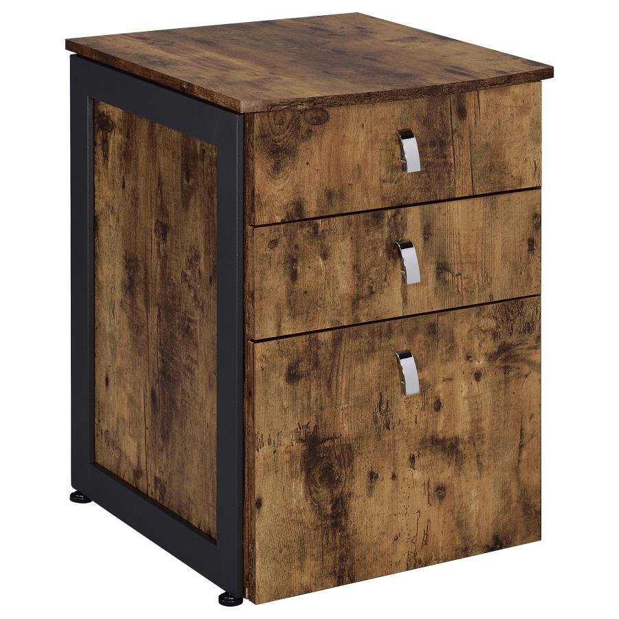 Estrella 3-drawer Home Office File Cabinet Rustic Nutmeg (image for) Estrella 3-drawer Home Office File Cabinet Rustic Nutmeg