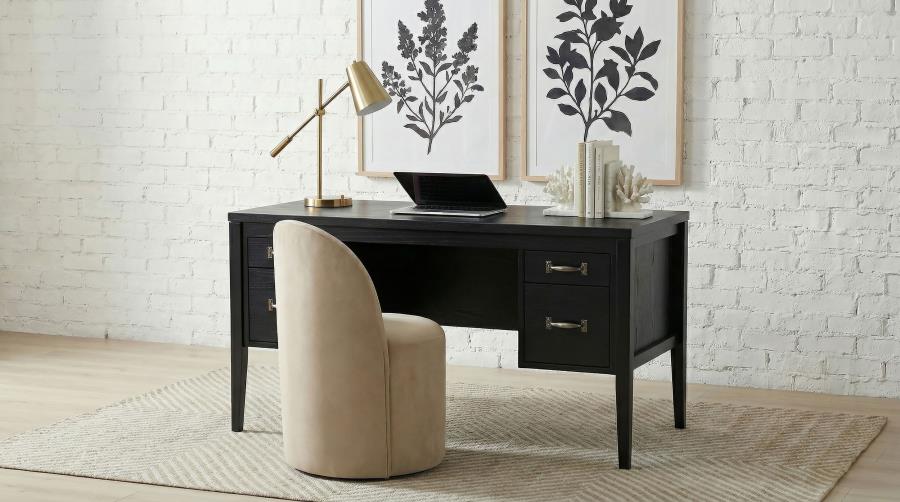 Modal Additional Images for Graham 54-inch 4-drawer Double Pedestal Lift Top Computer Desk Black