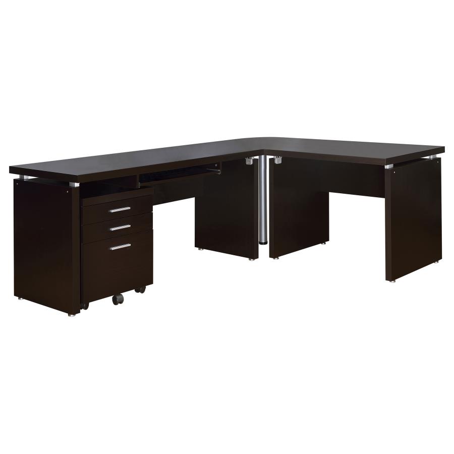 Skylar L-Shape Desk with Mobile File Cabinet Cappuccino (image for) Skylar L-Shape Desk with Mobile File Cabinet Cappuccino
