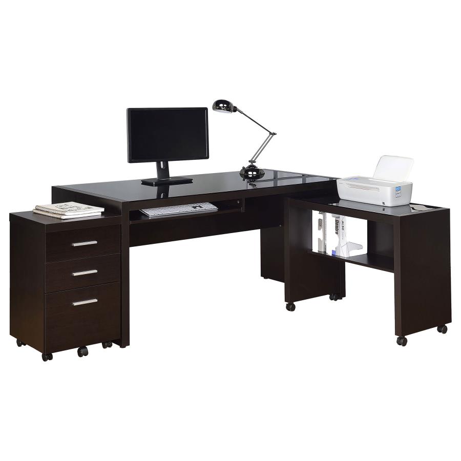 Skeena 3-piece Home Office Computer Desk Set Cappuccino (image for) Skeena 3-piece Home Office Computer Desk Set Cappuccino