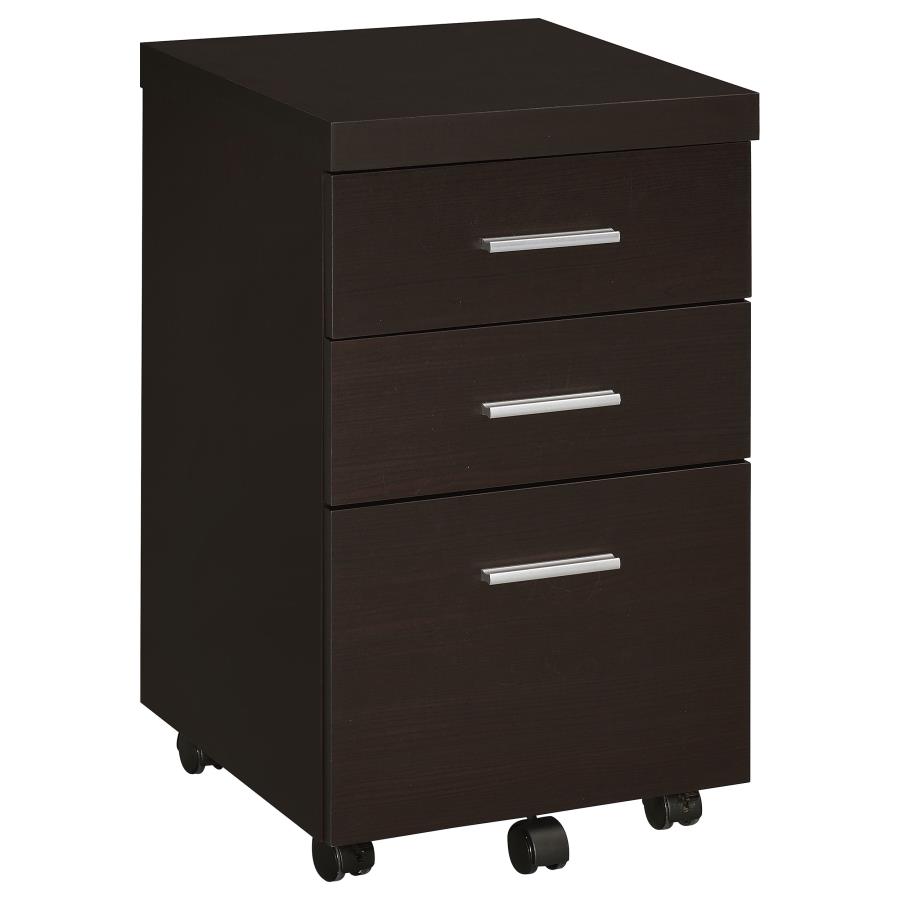 Skeena 3-drawer Mobile Office Storage Cabinet Cappuccino (image for) Skeena 3-drawer Mobile Office Storage Cabinet Cappuccino