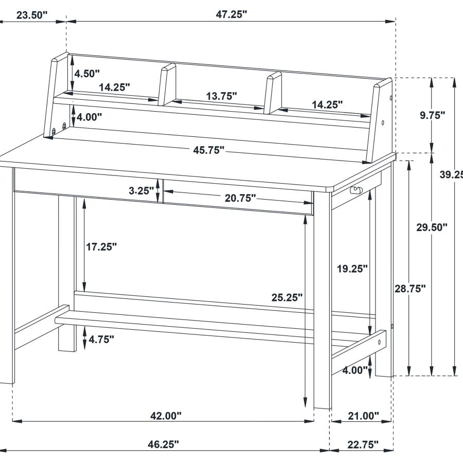 Modal Additional Images for Besler 47-inch SmartTop Writing Desk with Shelf Grey Stone and Black