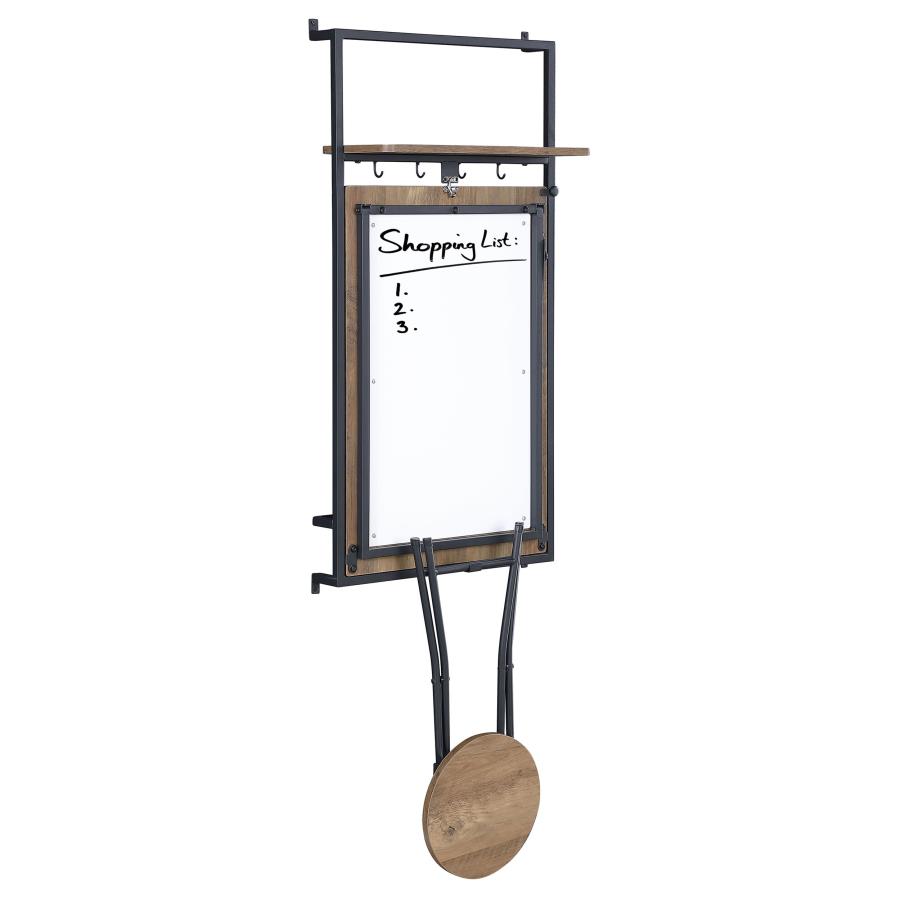Riley Foldable Whiteboard Wall Desk with Stool Rustic Oak (image for) Riley Foldable Whiteboard Wall Desk with Stool Rustic Oak