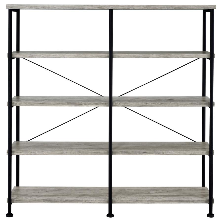 Analiese 63-inch 4-shelf Double Bookshelf Grey Driftwood