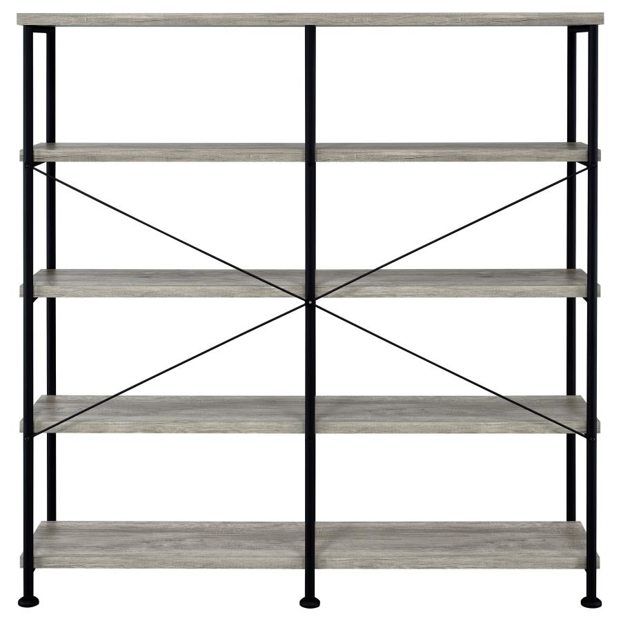 Analiese 63-inch 4-shelf Double Bookshelf Grey Driftwood