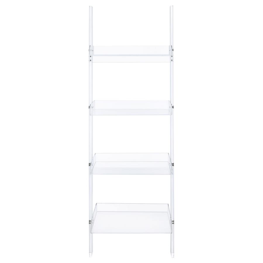 Amaturo 72-inch 4-shelf Acrylic Ladder Bookshelf Clear