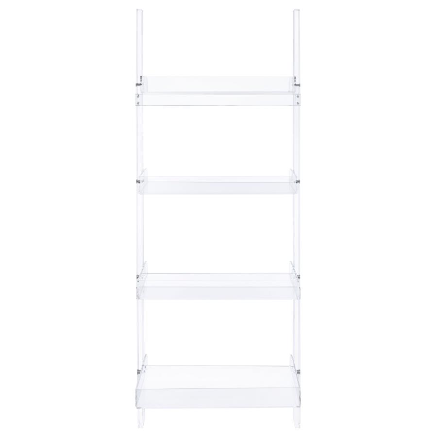 Amaturo 72-inch 4-shelf Acrylic Ladder Bookshelf Clear