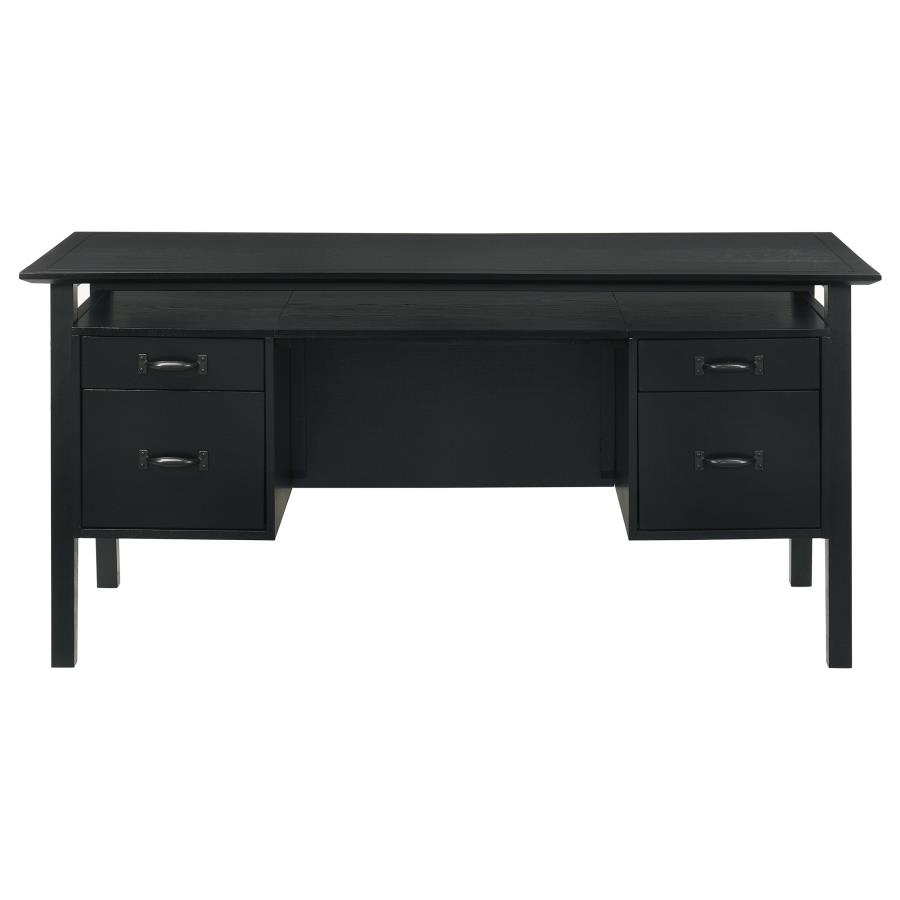 Goodson 64-inch 4-Drawer Double Pedestal Computer Desk Black