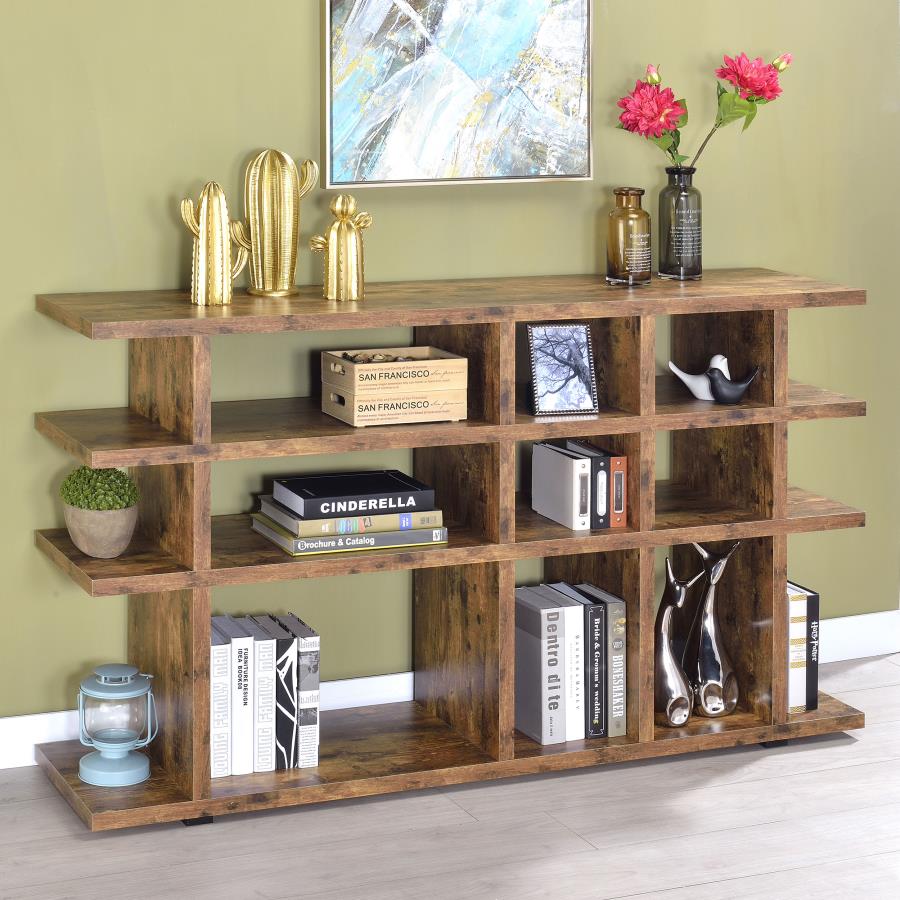 Santos 63-inch 3-shelf Console Bookcases Rustic Nutmeg