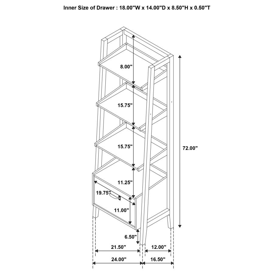 Fabian 2-piece 3-shelf Bookshelf with Drawer Distressed Light Brown