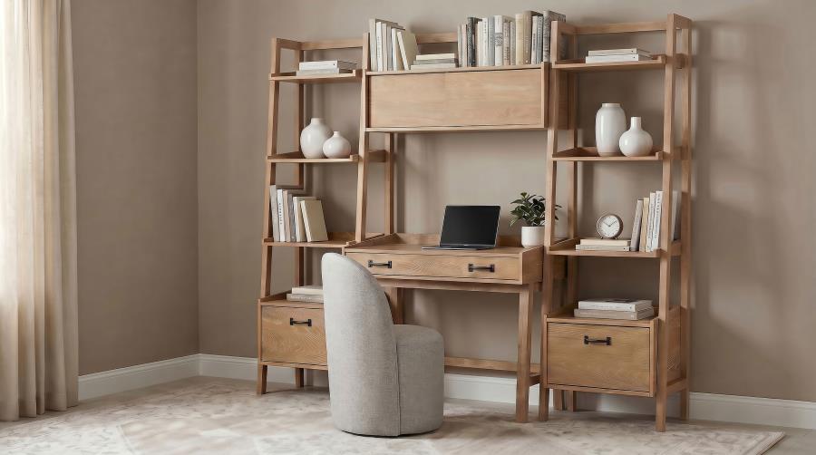 Modal Additional Images for Fabian Bookshelf Bridge with Cubbies Distressed Light Brown