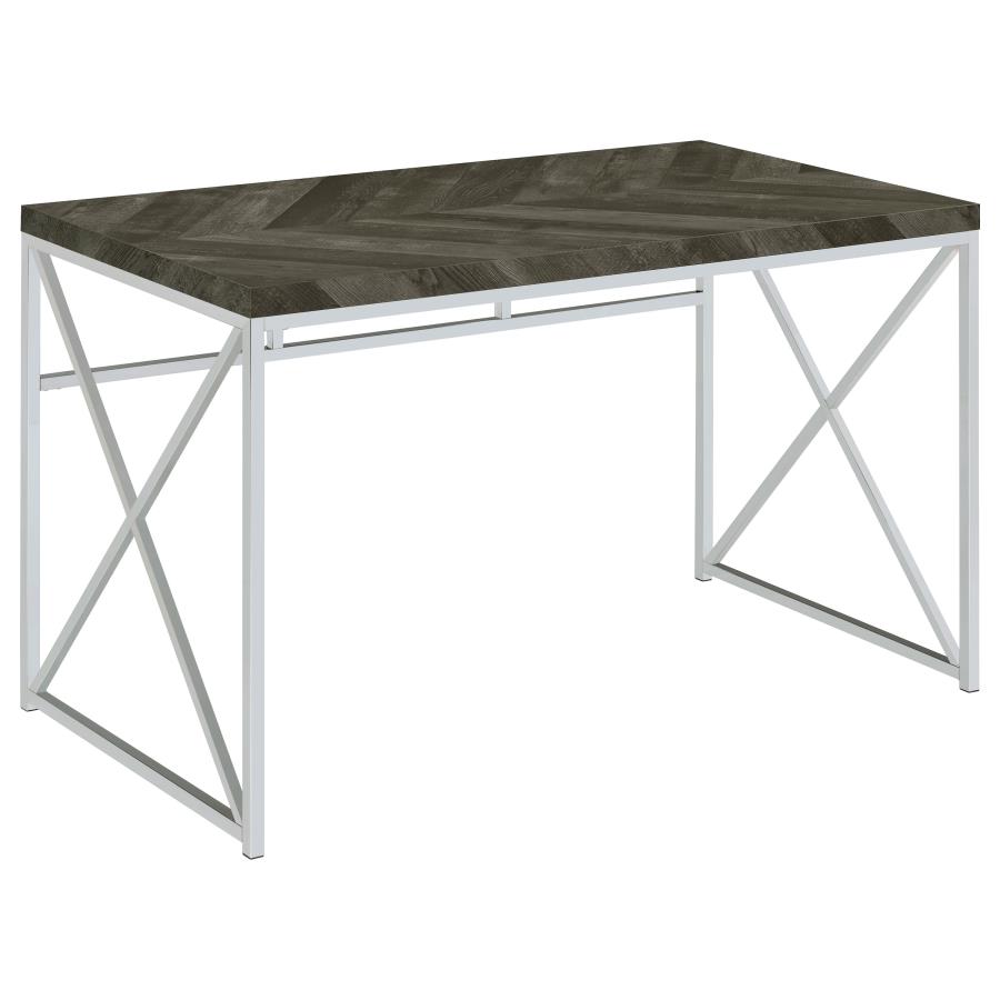 Grimma 47-inch Writing Office Desk Rustic Grey and Chrome (image for) Grimma 47-inch Writing Office Desk Rustic Grey and Chrome