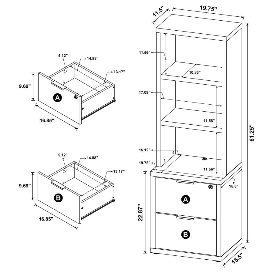 Modal Additional Images for Westpark 3-piece Wall Unit Bookcase Set with USB Mango